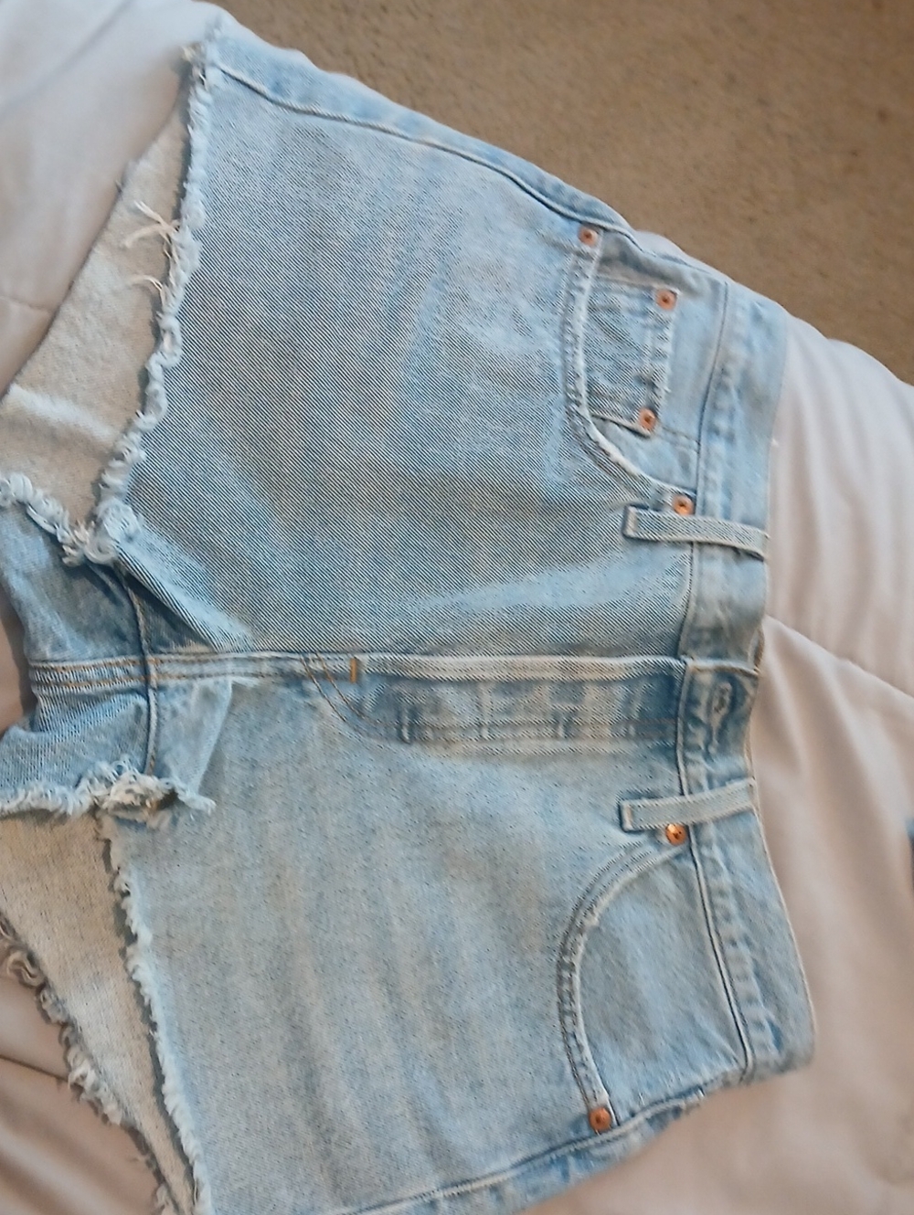 Levi's Light Blue Distressed Denim Cutoff Shorts